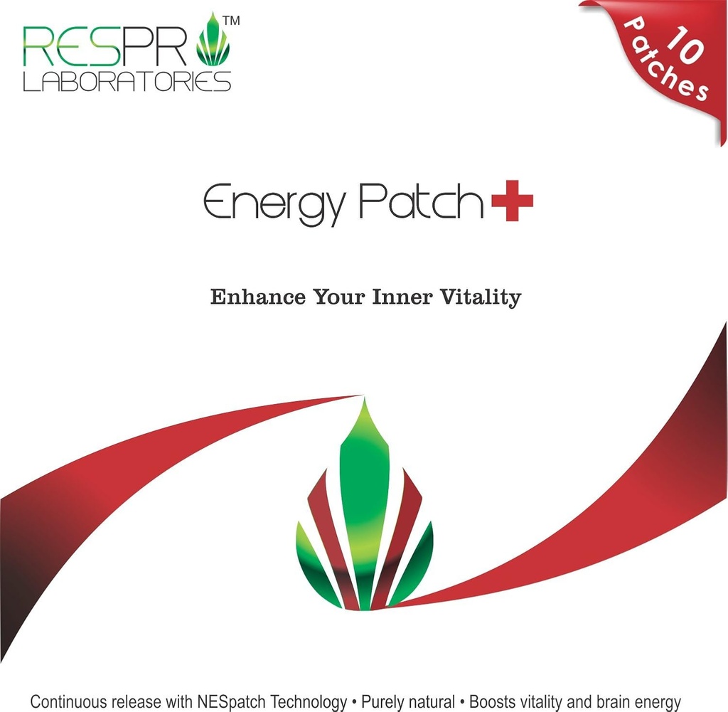 Respro Labs Natural Guarana and CoQ10 Energy Patch Plus, Continuous Release, 10 Patches