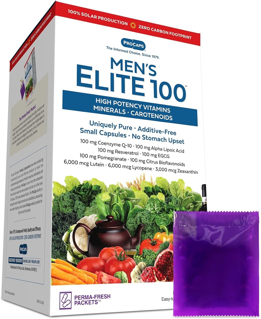 ANDREW LESSMAN Multivitamin-Men's Elite-100 120 Packets - Potent Nutrients Plus 100mg Each of Coenzyme Q10, Alpha Lipoic Acid, Resveratrol, EGCG, Pomegranate, Citrus Bioflavonoids. No Additives