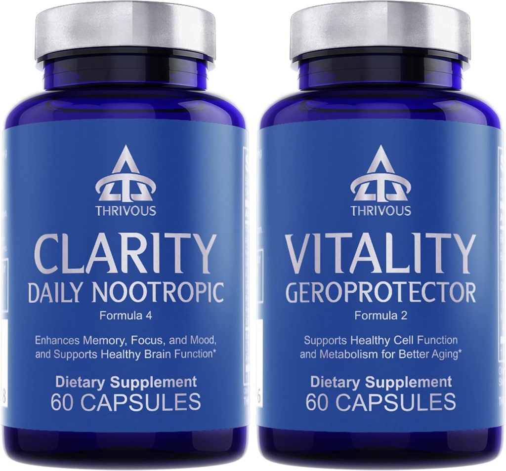 Thrivous Clarity & Vitality Stack – Cognitive & Metabolic Support Nootropic Bundle – 120 Vegan Capsules