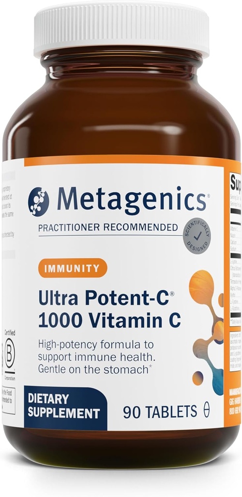 Metagenics Ultra Potent-C 1000 - Buffered Vitamin C Supplement with Antioxidant Support - Supports Immune Health, Collagen Formation & Stomach Comfort - Non-GMO & Gluten-Free - 90 Tablets
