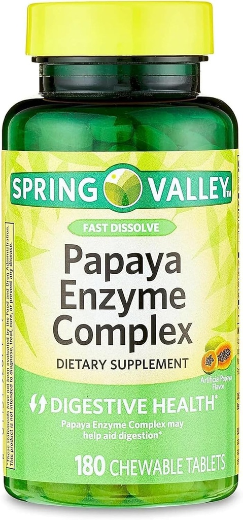 Papaya Enzyme Complex Chewable Tablets Dietary Supplement, 180 Count
