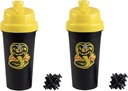 Karate Kid Cobra Kai 25oz Protein Shaker Bottles for Powder Mixes - Pack of 2 - Leakproof Lid Screw on Lids - Works for Smoothies, Energy Drinks, Workout Blends, Shakes - Officially Licensed
