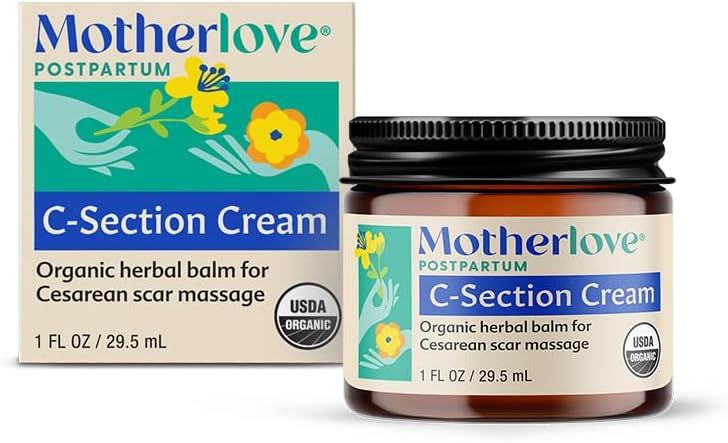 Motherlove C-Section Cream (1oz) Organic Herbal Nourishing Scar Cream—Soothes Discomfort While Minimizing Appearance & Reducing Scar Tissue Build-up—Non-GMO, Cruelty-Free