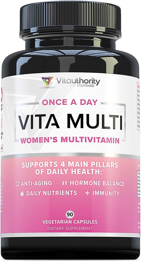 Vitauthority Multivitamin for Women Women’s Daily Multi-Vitamin Supplement with DIM, Iodine, Ashwagandha Supports Youthful Complexion, Healthy Cortisol and Estrogen Balance 30 Day Supply