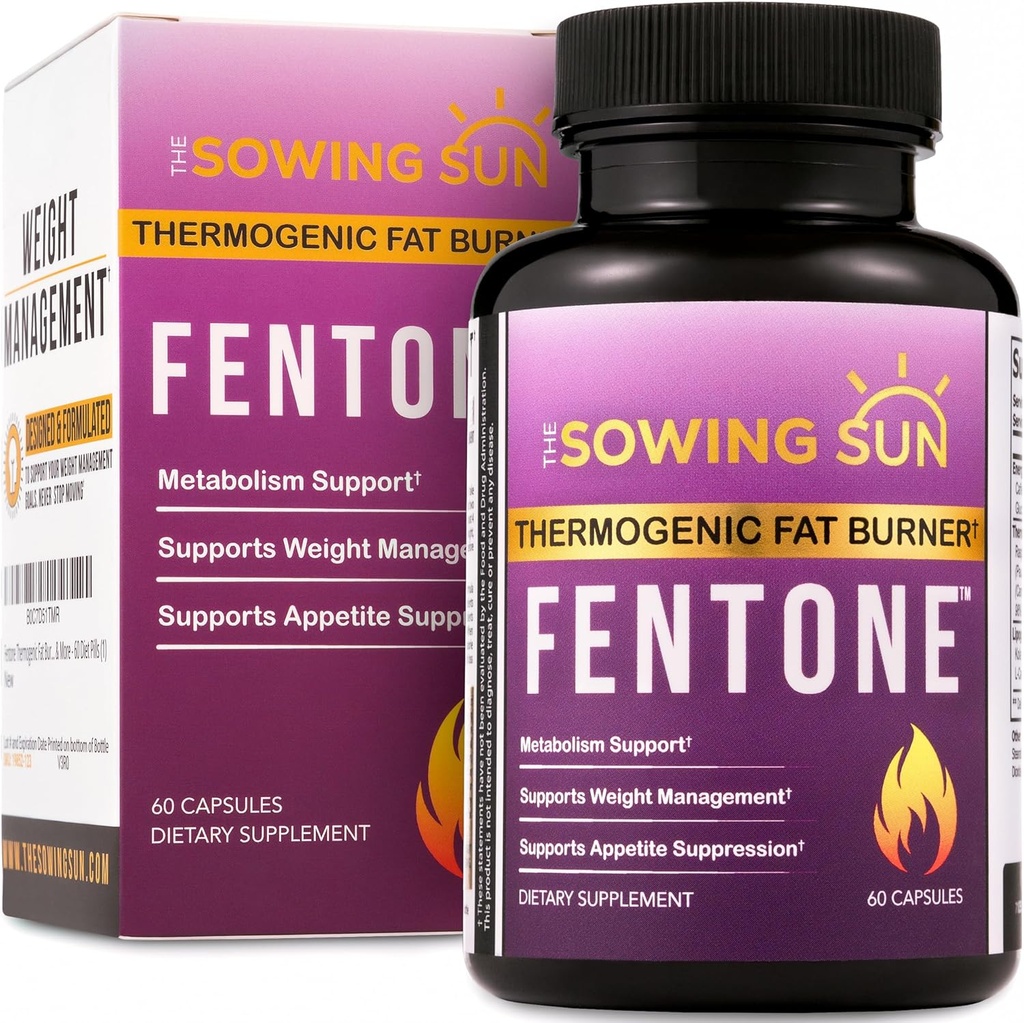 Fentone Thermogenic Fat Burner Energy Booster, Appetite Suppressant, Clinically Studied Weight Loss, Fat Burning, Phenylethylamine HCl, L- Carnitine, Ketones - 60 Diet Pills (1)