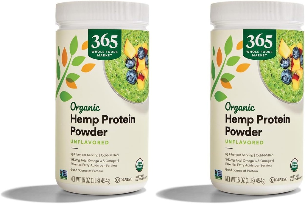 365 by Whole Foods Market, Protein Powder Hemp Organic, 16 Ounce (Pack of 2)
