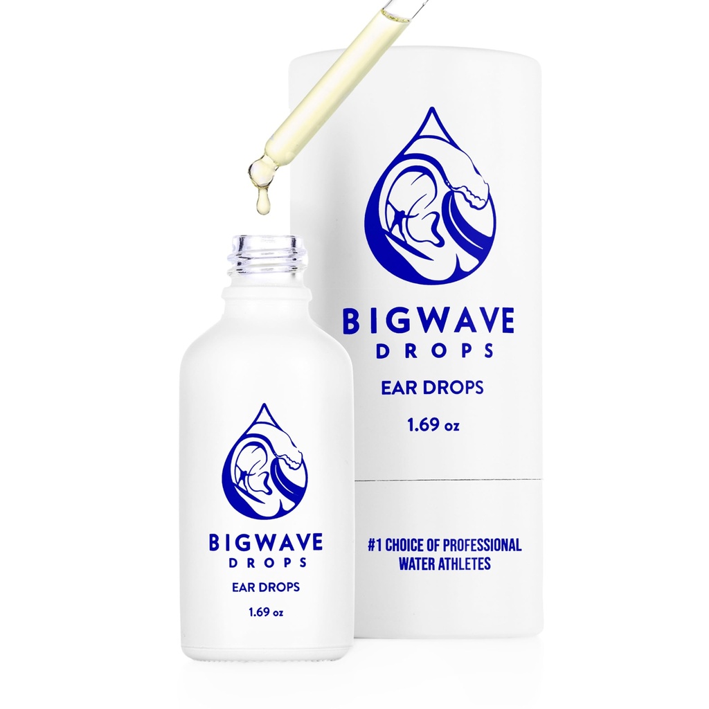 BigWave Drops Fast-Acting Ear Drops for Ear Infections, Athletes Preferred | Bio-Activated Formula for Ear Discomfort, Clogged, and Itchy Ears, 2 oz Recyclable Glass Bottle