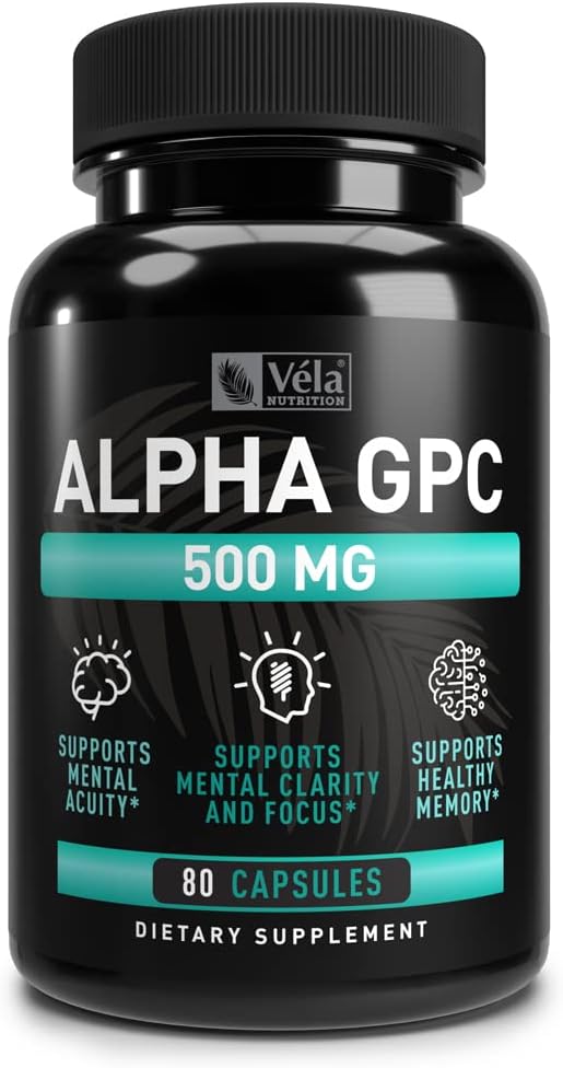 Alpha GPC 500mg Capsules | 80 Count | Supports Healthy Cognitive Function | Supports Healthy Memory | Dosed for Optimal Bioavailability | Non-GMO, 3rd-Party Tested
