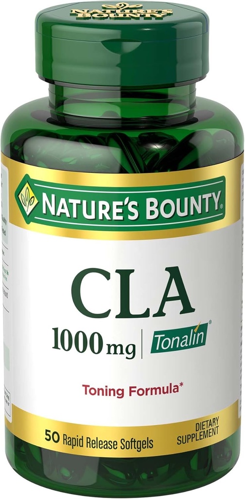 Nature's Bounty Tonalin Pills and Dietary Supplement, Diet and Body Support, 1000 mg, 50 Rapid Release Softgels