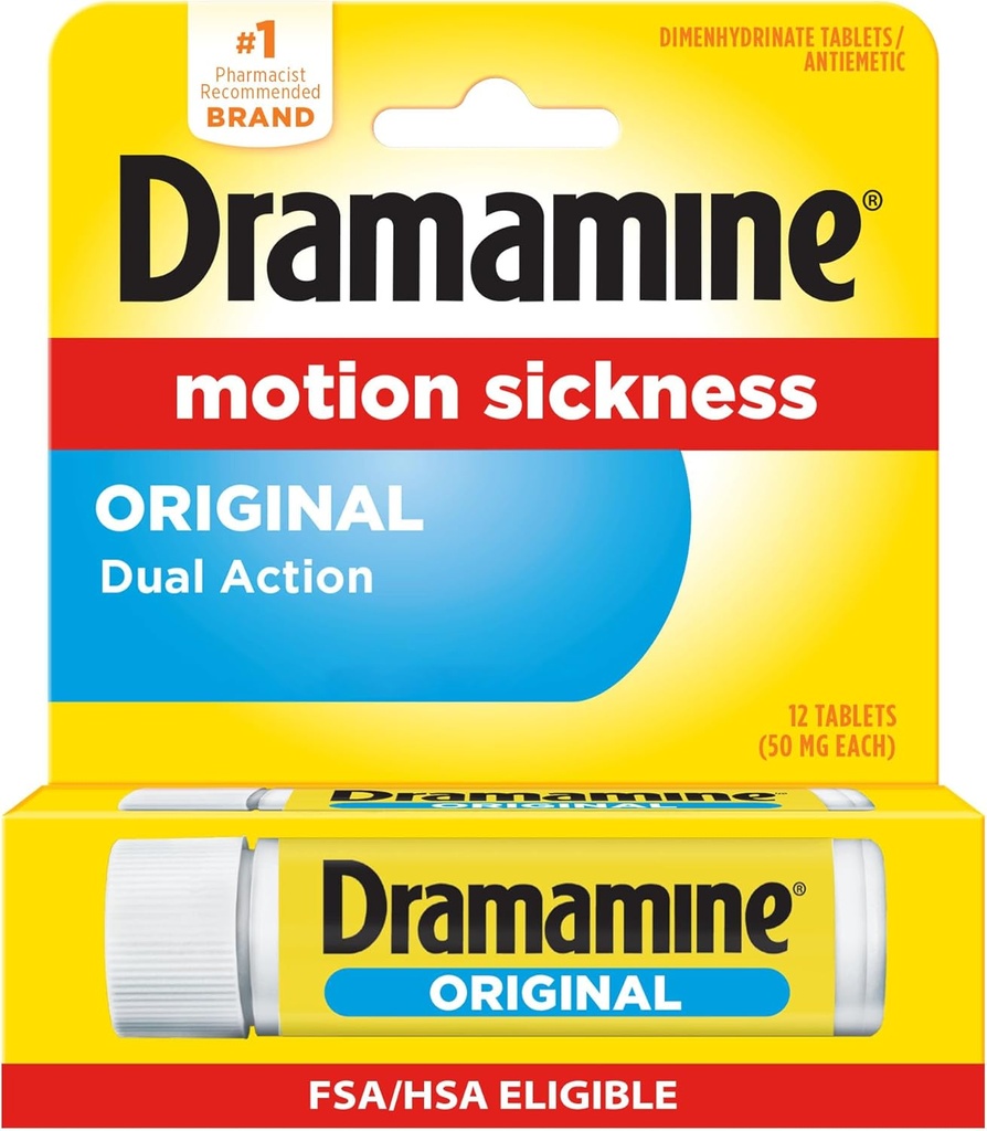 Dramamine Formula Motion Sickness Relief | Original, 12 Count
