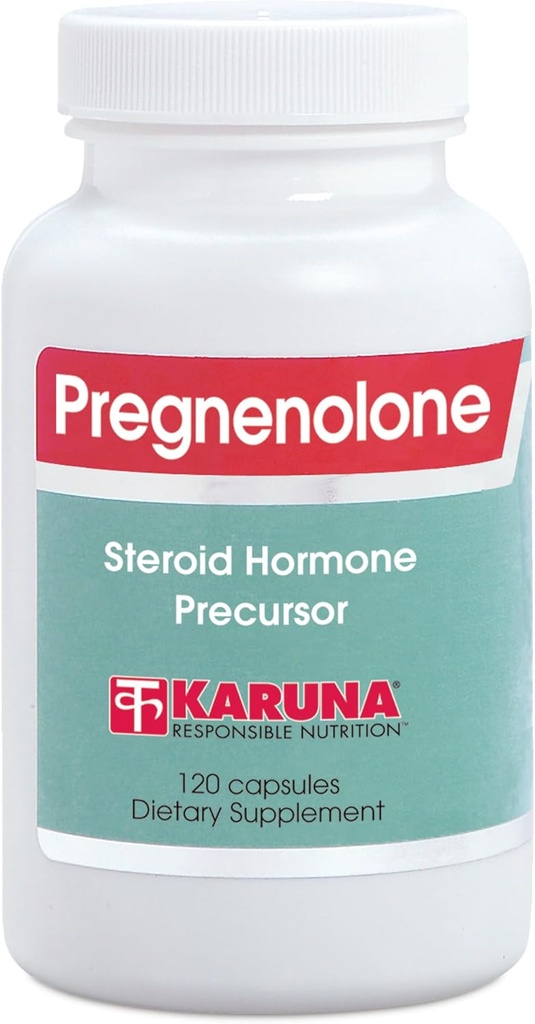 Karuna Pregnenolone 50 MG 120 Vegetarian Capsules | Non-GMO Precursor to All Other Steroid Hormones androgens, estrogens, and corticosteroids, Cognitive Performance, Stress Management