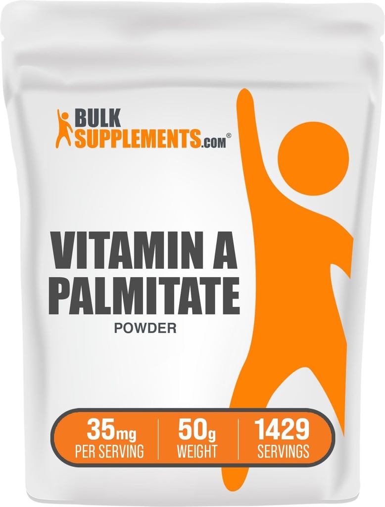 BulkSupplements.com Vitamin A Palmitate Powder - as Retinol Palmitate, Vitamin A Supplement for Immune & Eye Support - Gluten Free, 35mg per Serving, 50g (1.8 oz) (Pack of 1)