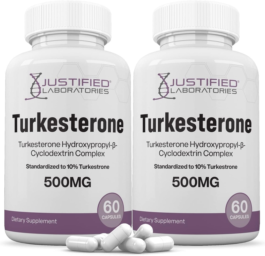 Justified Laboratories (2 Pack Turkesterone 500mg 10% Standardized Naturally Increase Stamina Endurance Strength 120 Capsules