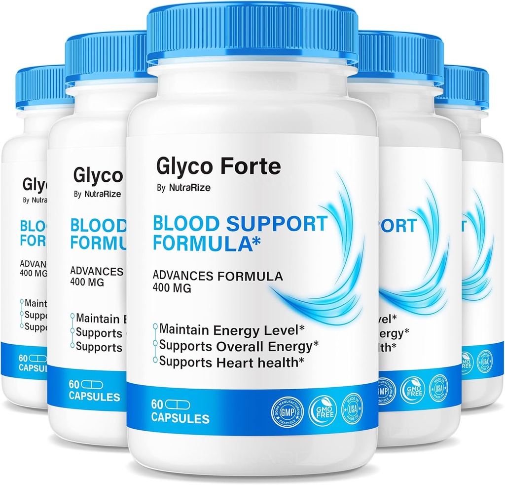 (5 Pack) Glyco Forte Capsules, Official GlycoForte to Maintain Overall Health, All Natural Formula to Support Blood Circulation, Premium Glyco Forte Pastillas Review (300 Capsules)