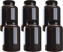 Company Plastic Pill Bottle (6 Pack) Dark Amber Container with Black Lid, 500cc Capacity