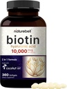 Biotin 10000mcg + Hyaluronic Acid 25mg | 360 Coconut Oil Softgels, Premium Biotin Vitamins for Hair Skin and Nails, Highly Purified and Bioavailable, Quick Release