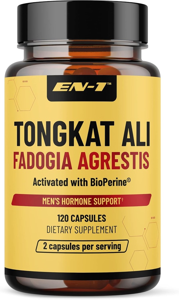 EN-1 Tongkat Ali for Men (Longjack) Fadogia Agrestis and Tongkat Ali Supplement 1205mg per Serving with BioPerine, Tongat-ali for Men - 120 Capsules Tonkat-Ali Long Jack