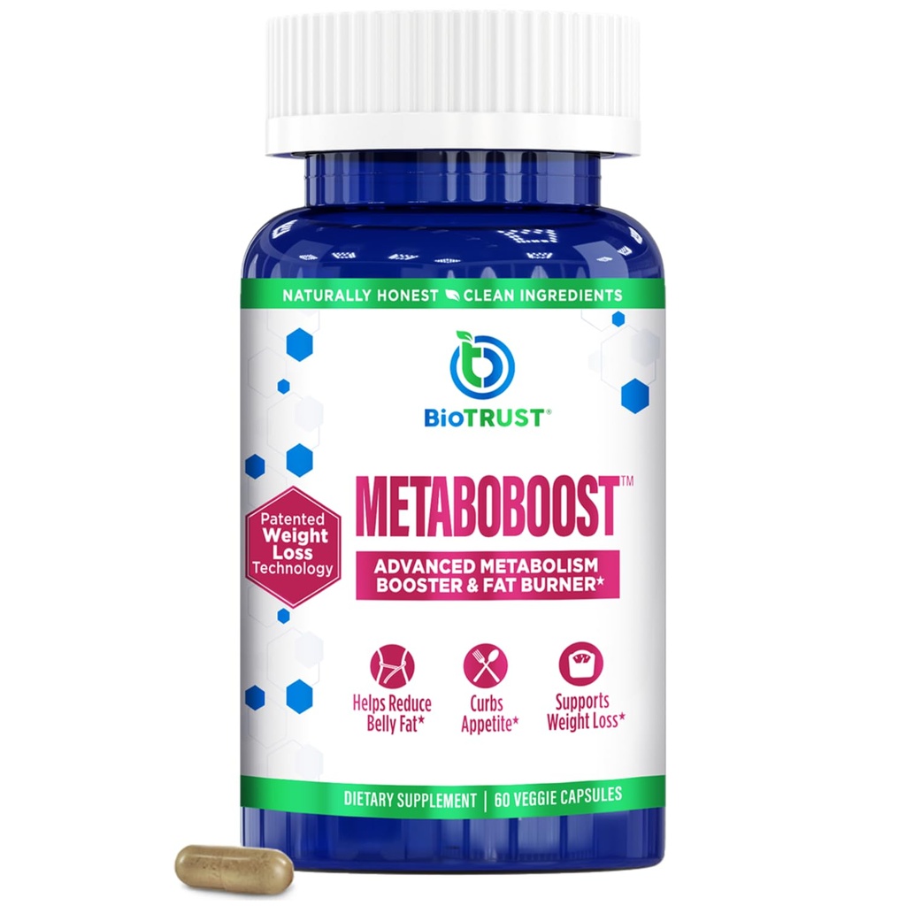 BioTrust MetaboBoost Weight Loss Supplement - Appetite Suppressant | Calorie Fat Burner | Metabolism Booster - Clinically-Studied Diet Pills with Berberine for Holistic WeightLoss Support- 60 Capsules