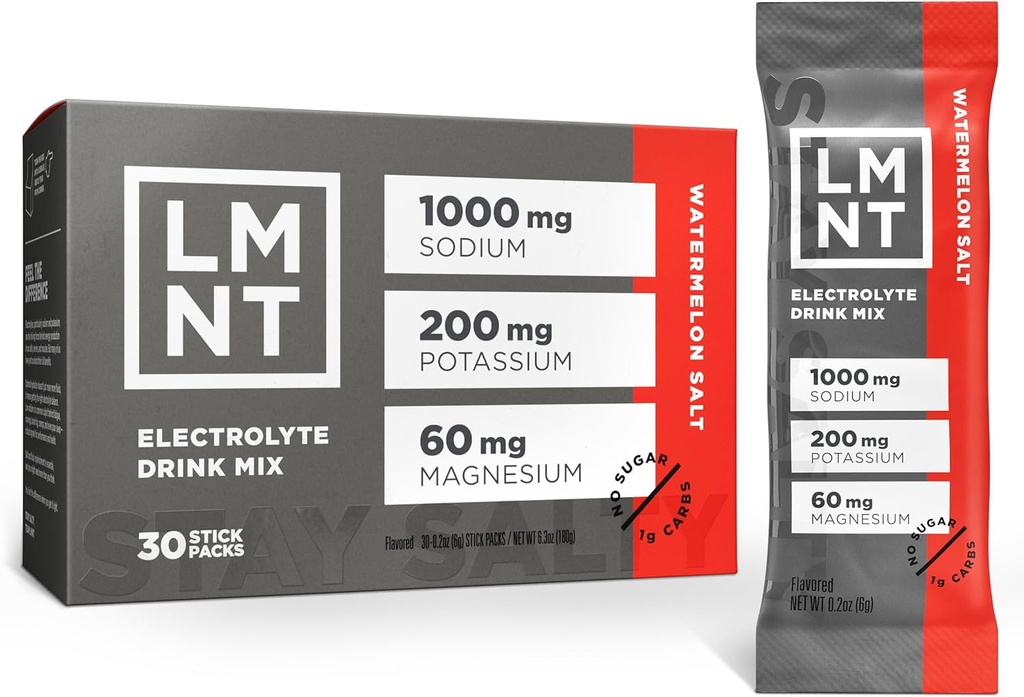 LMNT Zero Sugar Electrolytes - Watermelon Salt | Drink Mix | 30-Count