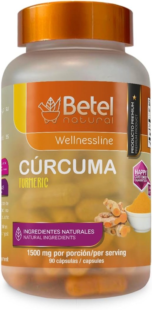 Betel Natural Premium Curcuma Turmeric Capsules 1500 mg per Serving - 90 Capsules