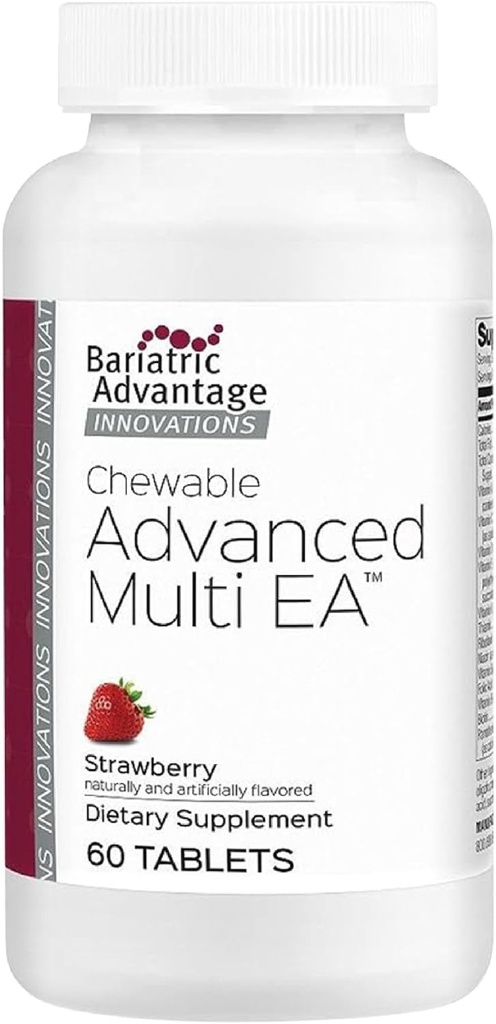 Bariatric Advantage Chewable Advanced Multi EA - High Potency Daily Multivitamin with Iron for Bariatric Surgery Patients - Strawberry Flavor - 60 Count