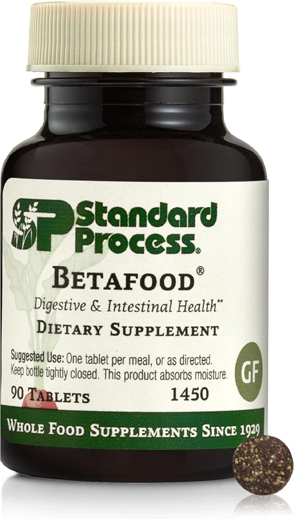 Standard Process Betafood - Supports Digestion & Intestinal Function with Beets - Aids a Healthy Heart & Liver Health - Gluten-Free, Non-Dairy & Non-Soy - 90 Tablets (90 Servings)