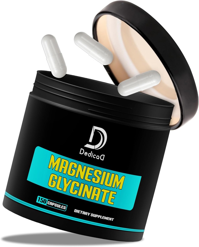 Magnesium Glycinate 500mg - 100mg Elemental Magnesium per Cap - 150 Capsules for 5-Month Supply - High Absorption - Support Muscle, Heart Health & Comfortable Mood