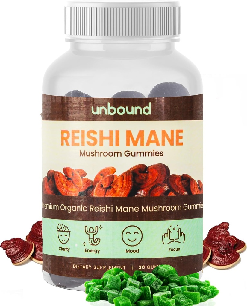 Unbound Reishi Mushroom Gummies. Supplement for Immune Support - 60 Gummies