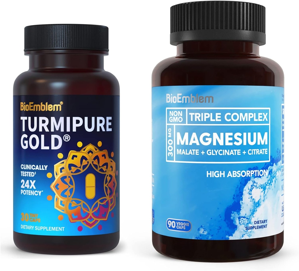 BioEmblem Triple Magnesium Complex and BioEmblem Turmeric Curcumin with Clinically Studied TurmiPure