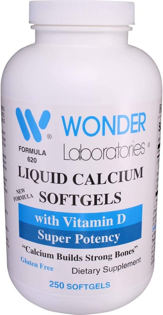 Wonder Laboratories Liquid Calcium Softgels | w/Vitamin D3 Super Potency