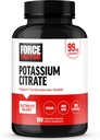Force Factor Potassium Citrate, Potassium Capsules to Support Cardiovascular Health, Promote Electrolyte Balance, and Boost Hydration, Ideal for Athletes, 180 Vegetable Capsules