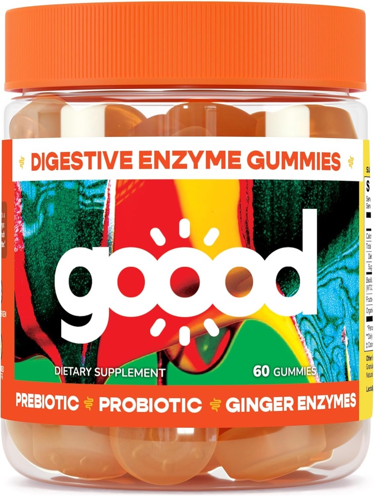 Goood Probiotic & Prebiotic Gummies - Probiotic Gummies for Women & Men with Digestive Enzyme - Sugar Free Kids Probiotic Gummies - Non-GMO & Vegan Fiber Gummies for Bloating Relief - Lemon Flavor