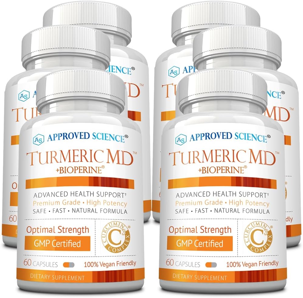 Approved Science Turmeric MD - with BioPerine & 95% Standardized Turmeric Curcuminoids - 360 Capsules (6 Month Supply)