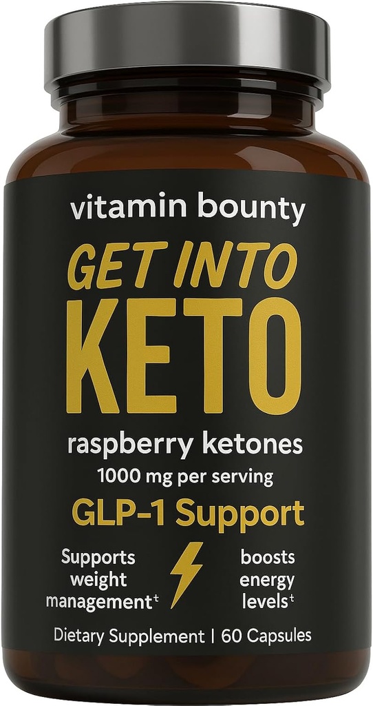 Vitamin Bounty Premium Raspberry Ketones Supplement - Keto Pills for Weight Loss - Promotes Ketosis & Metabolism Support - Keto Diet Aid - Energy Boost for Women & Men - 60 Capsules