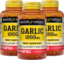 MASON NATURAL Garlic Oil 1000 mg, 300,Day Supply Softgels, Supports Normal Circulatory Function, 3 Pack