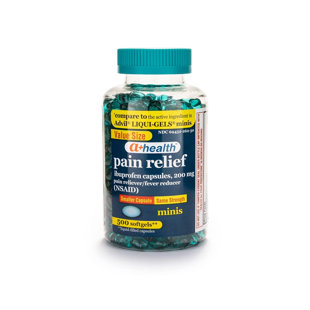 A+Health Mini Ibuprofen 200 Mg Softgels, Pain Reliever/Fever Reducer (NSAID), 500 Count