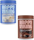 Happy Viking Vanilla and Chocolate Protein Powder, by Venus Williams, 20G Protein, Low Carb, Keto, Vegan, Gluten-Free, Superfoods, Complete Meal Replacement, 2 Canisters (24 oz. Each)