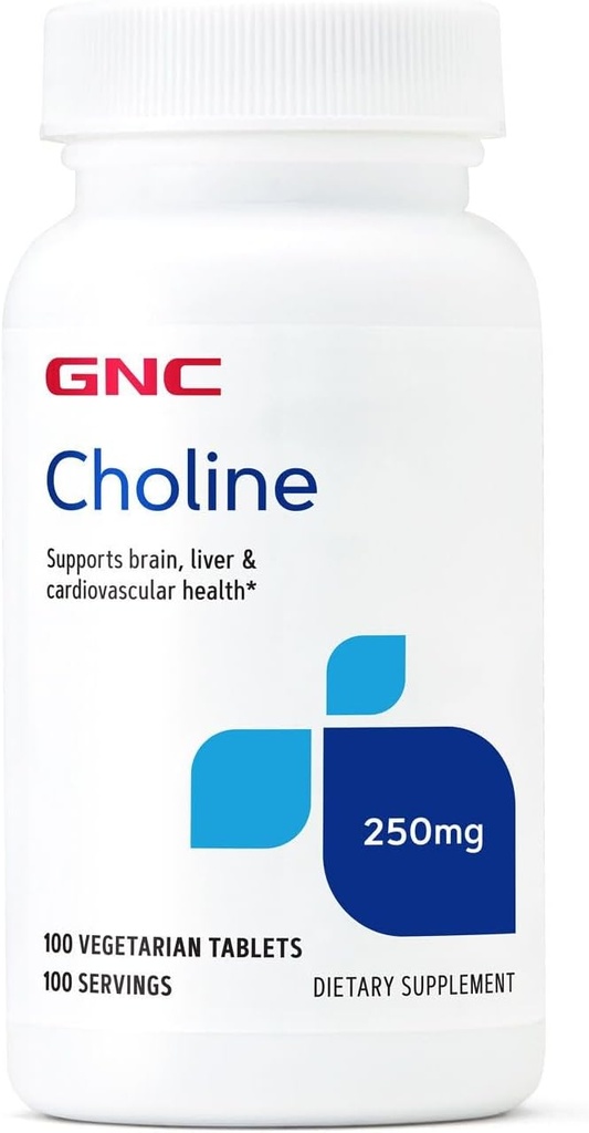 GNC Choline 250mg | Supports Brain, Liver and Cardiovascular Health | Vegetarian | 100 Count