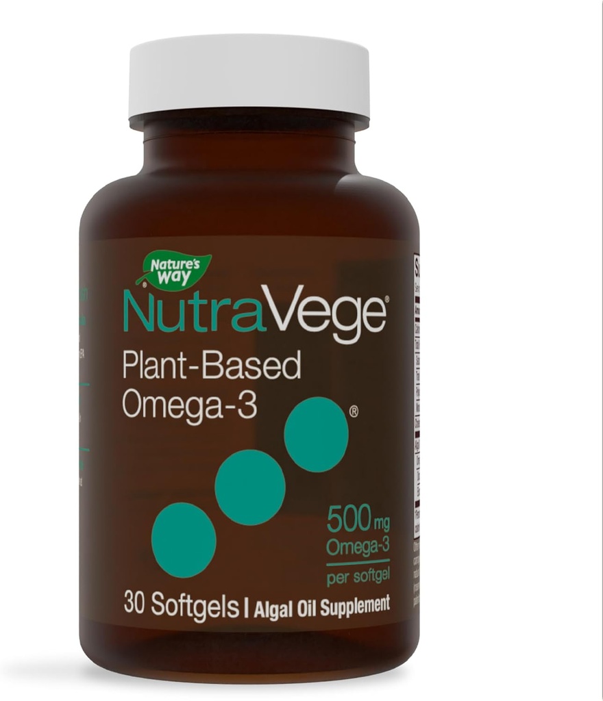 Nature's Way NutraVege Plant Based Omega-3, Heart Health and Eye and Brain Function*, 30 Vegan Softgels