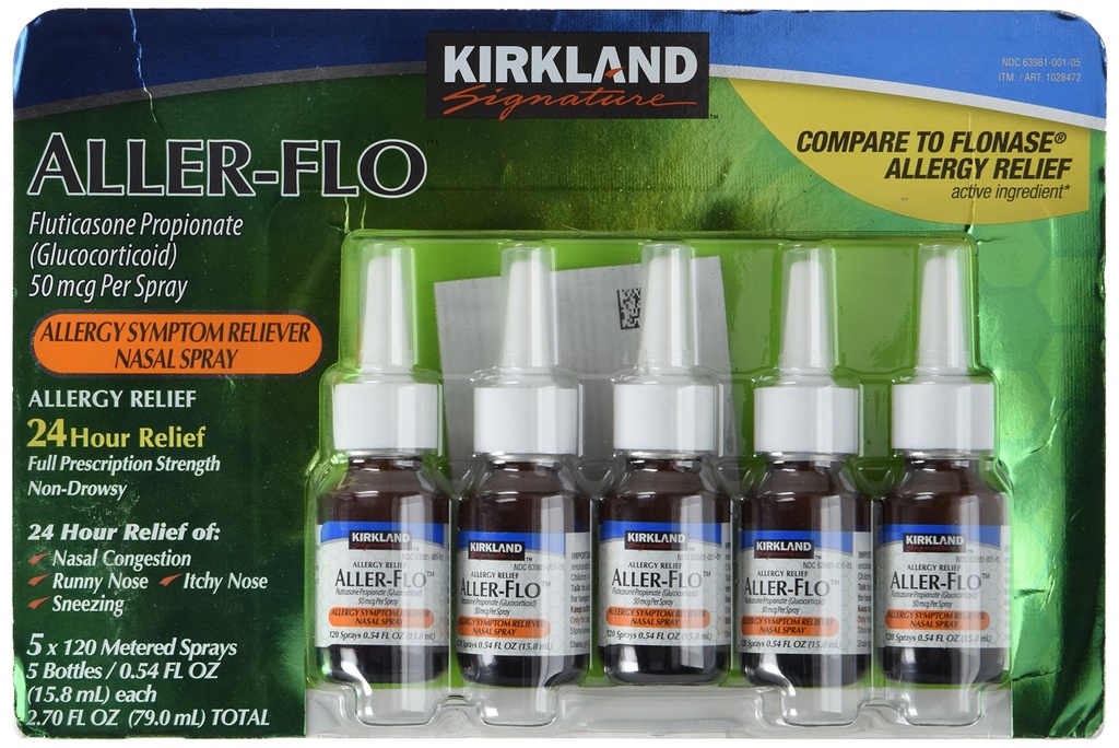 Kirkland Signature Kirkland Aller-Flo Fluticasone Propionate (Glucorticoid), 0.54 Fl Oz (Pack of 5)
