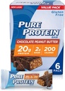Pure Protein--High Protein Bar Chocolate Peanut Butter--Protein Bars--20 Grams of Protein per Bar--Gluten Free--6-1.76-Ounce Bars