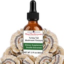 Turkey Tail Mushroom Liquid Extract Tincture, Daily Supplement, Double Extracted for High Potency, 2 Fl oz, 60 doses