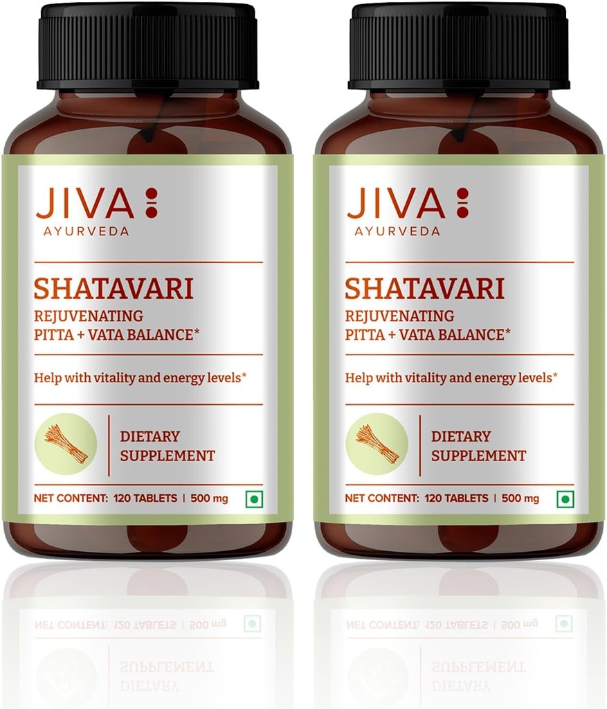 JIVA Shatavari Tablets 500mg | Ayurvedic Supplement for Men & Women - 120 Tablets (Pack of 2)