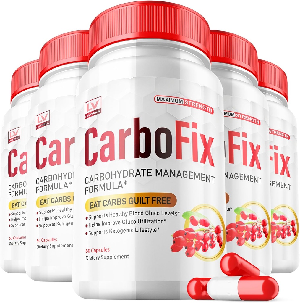 LIVORKA 5 Pack - Carbofix Pills, 60 Pills Pero Bottle for 30 Days
