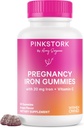 Pink Stork Prenatal Iron Supplement Gummies for Women - 20 mg with Vitamin C - Grape Chewable for Deficiency, Energy, & Blood Builder - 60 Gummy Chews