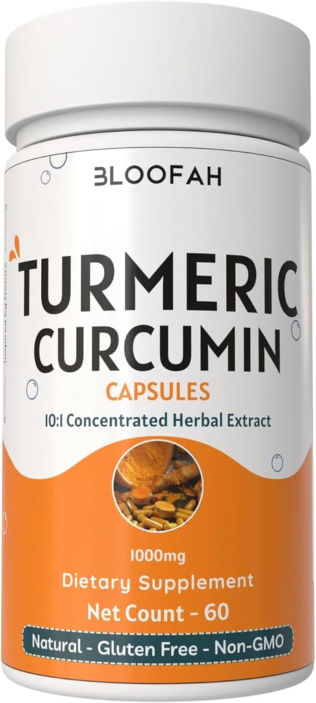 Turmeric Capsules 500mg | Curcuma Longa 10:1 Extract & Powder | Black Pepper Extract 5% for Enhanced Absorption | Herbal Supplement | Non-GMO, Gluten-Free (60 Count (Pack of 1))