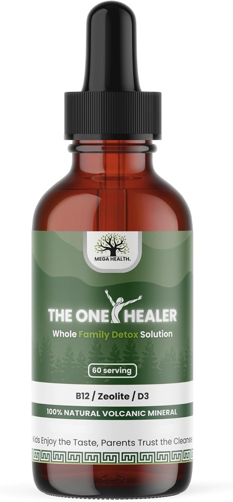 The One Healer - Zeolite Detox for Kid and Adults – Pure Zeolite Drops for Heavy Metal – Advanced Full Body Cleanse with Methyl B12 & Vitamin D3, Natural Daily Support, 60-Day Supply