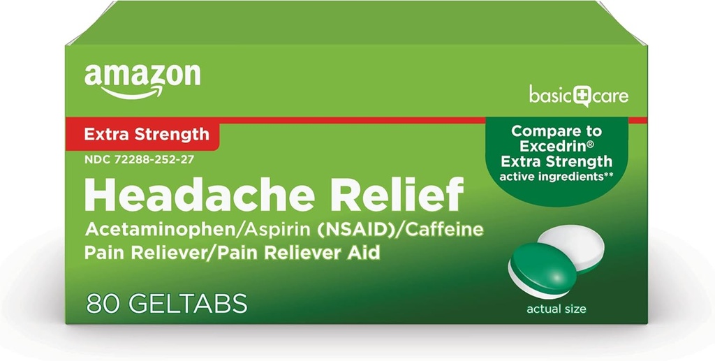   Basic Care Headache Relief Geltabs, 80 Count