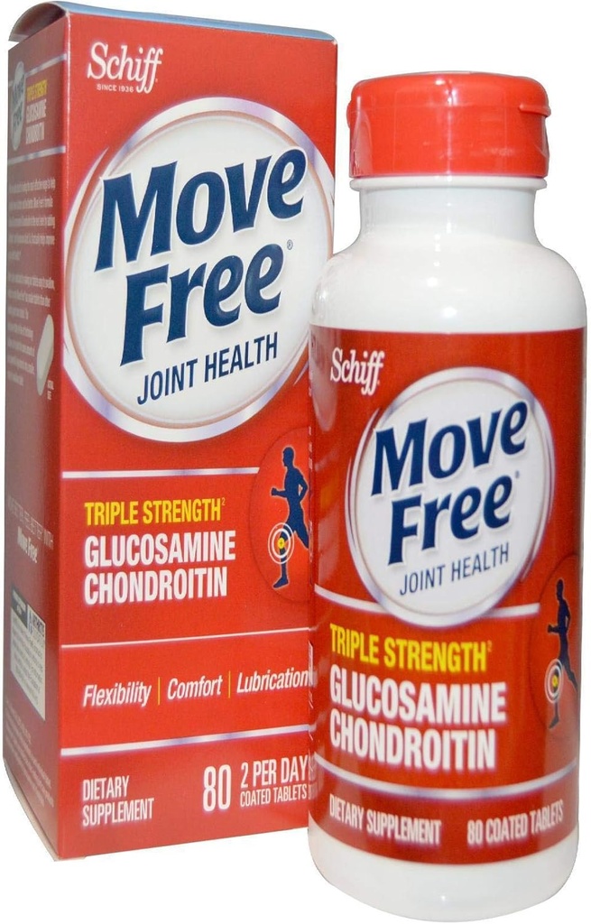 Schiff Move Free Advanced , Triple Strength Plus MSM & Vitamin D3, 80 Coated Tablets