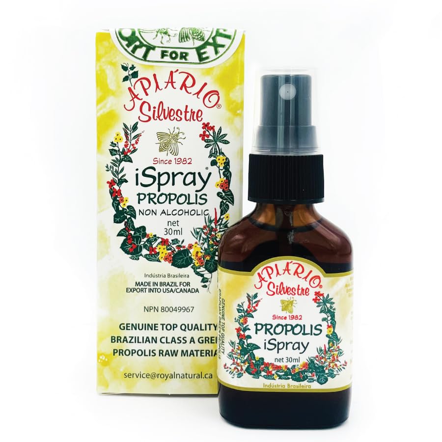 Apiário Silvestre Brazilian Green Propolis Spray, Alcohol-Free Brazilian Bee Propolis Extract for Daily Throat and Mouth Care, Class A Source, Halal Certified